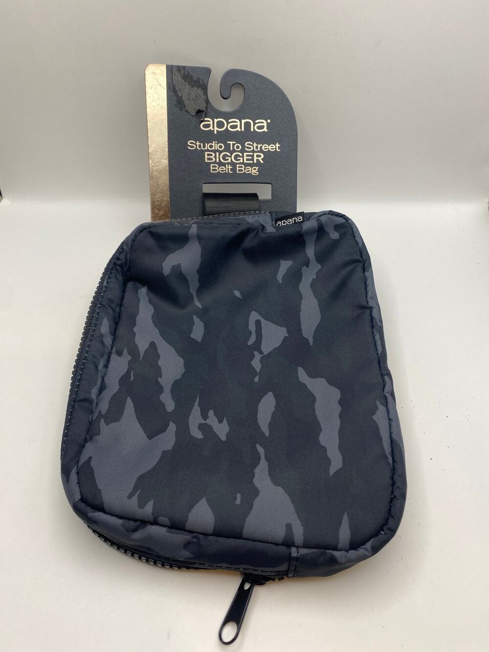 Apana Studio To Street BIGGER Belt Bag Black Gray Camo NWT FLB265